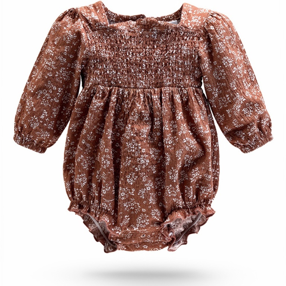 Nicole Miller Brown Floral Bodysuit